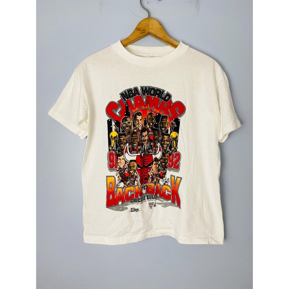 Vtg Chicago Bulls Caricature T-shirt Youth 14/16, NBA World Champs Back to Back
